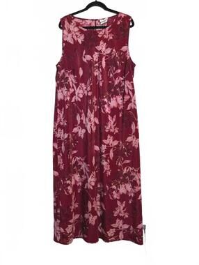 Vintage Red and Pink Sleeveless Floral Long Maxi Dress